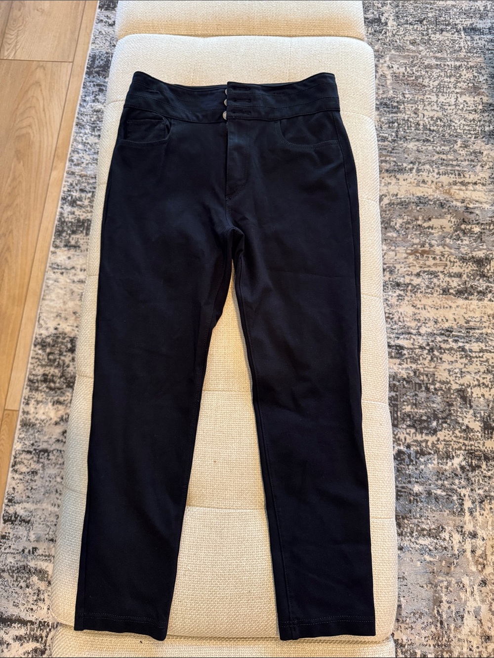 Ann Taylor Black High-Rise Button-Front Pants